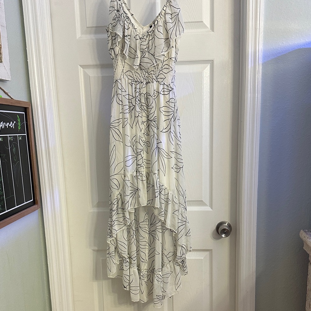 Heart Soul White Maxi Dress with Black Floral Print